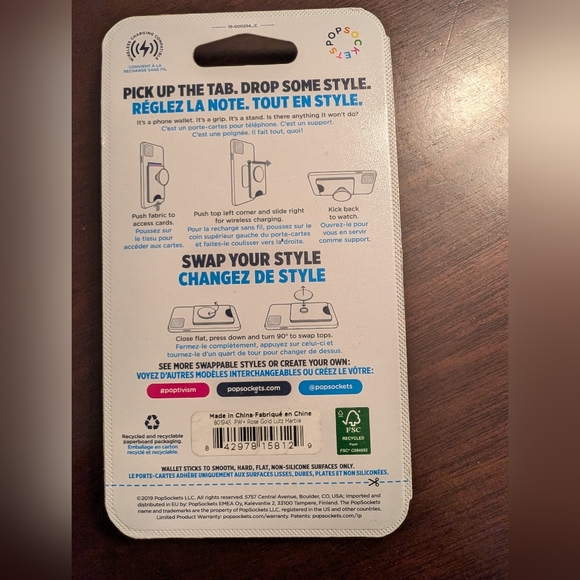 PopWallet+, NWT, Pink and white marble - Picture 2 of 2